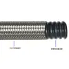 Tubo trenzado de acero inoxidable antiestático con teflón, Tubo de politetrafluoroetileno, Manguera corrugada de PTFE resistente a altas temperaturas