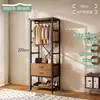 Guarda-roupa de metal estilo aberto, cabideiro de chão para quarto, cabide de roupas doméstico, unidade de prateleira para closet