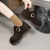 Sapatos Birkenstock Retro de Sola Grossa para Aumentar a Altura, Cobertura Total, para Mulheres, Lançamento 2026, Sapatos Baixos Versáteis com Fivela de Uma Linha, Mocassins, Sapatos Pequenos de Couro
