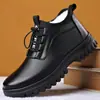 Zapatos de Algodón para Hombre de Invierno con Forro Grueso de Terciopelo, Suelas Gruesas, Cálidos y Cómodos, Adecuados para Hombres de Mediana Edad y Mayores, Zapatos de Papá, Zapatos Casuales de Algodón y Cuero para Hombre al por Mayor
