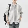 Nueva Camisa de Algodón Puro a Rayas Estilo Japonés 2025 para Hombre, Moderna Holgada Casual Estilo Americano Nueva Camisa de Hombre Primavera y Verano