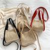 2025 Novo Estilo Coreano Primavera Cor Contrastante Simples Casual Bolsa de Palha Trançada Feminina Ombro Transversal Pequena Quadrada