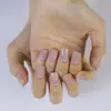 Ins Estilo Francês Simples Unhas Postiças Curtas Usáveis Roxo Nude Pontas de Unha Versáteis Clareadoras 24 Peças Atacado Transfronteiriço