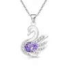 Collar de Cisne con Corte Flor de Hielo de Piedras Preciosas de Colores Más Vendido en Transmisión en Vivo con Diamante de Alto Carbono Súper Brillante, Galvanizado en Oro Real, Colgante Versátil de Moda con Forma de Pera