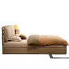 Cama de couro moderna minimalista ultrafina para quarto principal cama de couro de 1,8m para apartamentos pequenos cama de solteiro de 1,5m com encosto macio