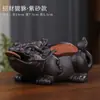 Mascota de té de arcilla púrpura Pixiu de la suerte Adornos Cerditos de escritorio Se pueden criar Decoración Boutique Juego de té Ceremonia del té Regalo de negocios dorado