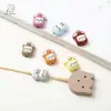 Miçangas de Liga Metálica com Gotejamento de Óleo Gatinho Cereja com Furo Reto Acessórios Manuais DIY para Contas Correntes de Celular, Pulseiras, Chaveiros, Pingentes
