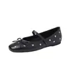 Bailarinas Francesas de Piel de Cordero para Mujer 2026 Nuevo Lazo Retro Charol Genuino Mary Janes Remache Zapatos Planos