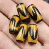 Diente de Tigre Amarillo Dzi Perla Jade Perlas Sueltas Ágata Mate Esmerilado Perlas de Arroz Accesorios Perlas