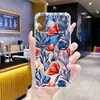 Seleção transfronteiriça de capas florais vintage vermelhas e azuis adequadas para iPhone 17, capa de celular de luxo, capa macia transparente com airbag para Apple 16