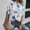 Camiseta Pulóver Popular Transfronteriza Tk para Mujer, Elegante, Holgada, Estampada, de Manga Corta, Cuello Redondo, con Tirantes