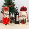Nueva decoración navideña para botella de vino, funda de lino a cuadros, bolsa para el hogar, vacaciones, ambiente familiar, suministros de decoración