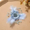 Estilo Hada Hermoso Pluma Malla de Cristal Encaje Flor de Margarita DIY Tocado Antiguo Pin de Tiburón Ramillete Accesorios para Ropa
