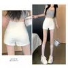 Shorts de Traje Blancos para Mujer, Leggings Ajustados de Verano de Cintura Alta Adelgazantes, Pantalones Cortos A-Line Exteriores Pequeños Antiexposición