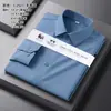 Lã+Modal Outono Camisa de Manga Longa de Lã de Alta Qualidade para Homens, Casual de Negócios, Antirrugas, Camisa que Não Precisa Passar