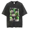 Camiseta Lavada Hip Hop Nueva Transfronteriza Aliexpress Hunter X Hunter Estampado Anime Camiseta Retro para Hombre Algodón Verano