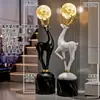 Lámpara de Luna Fulu Shuangquan Adornos de Pie Decoraciones para Hotel Club Sala de Estar Regalos de Inauguración Artesanía de Resina