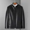Chaqueta de cuero PU con forro de polar para hombre con cuello alto, chaqueta de cuero de algodón gruesa con forro de polar de invierno, abrigo de algodón para papá