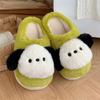 Chinelos de algodão com bolinhas onduladas para gatinhos, outono e inverno, antiderrapantes, quentes, estilo girlie, fofos, para casa, pelúcia, sapatos de lua