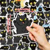 Set de 50 Piezas de Estilo Nuevo Transfronterizo de Pegatinas de Gato Negro de Ojos Grandes de Dibujos Animados, Pegatinas de Gato Negro Lindas y Adorables para Botellas de Agua y Tabletas, Pegatinas Decorativas Impermeables