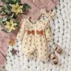 Comercio exterior Amazon transfronterizo bebé 0-junio ropa de gateo pequeño estampado floral mameluco de pierna larga + diadema