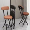 Silla Plegable para Uso Doméstico con Respaldo Suave, Silla de Escritorio Simple, Taburete Plegable para Dormitorio, Taburete Pequeño para Balcón, Taburete Redondo Portátil
