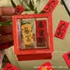 Pegatinas para Teléfono Chapadas en Oro para Riqueza y Prosperidad, Amuletos de Buena Fortuna, Regalos de Año Nuevo, Caja de Regalo para el Festival de Medio Otoño y el Día Nacional