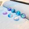 Parche de conchas redondo de resina explosiva de dos colores hecho a mano con forma de ojo de oso, accesorios de corona de lolita, superficie de anillo