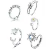 Anillo Giratorio de Plata Tailandesa para la Ansiedad Anillo para el Dedo Índice Multi-Círculo Cuentas de Transferencia Auspicioso Transferencia Moda Coreana Regalo para Novia