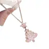 Collar con Colgante de Árbol de Navidad de Circonita Rosa Atmosférico y Delicado, Accesorios para Mujer, Cadena para Suéter de Lujo Ligero Otoño e Invierno, Exclusivamente para Ventas Transfronterizas