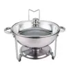 Fogão de Buffet Transfronteiriço de Aço Inoxidável com Suporte, Fogão Isolado, Fogão a Álcool Redondo Dourado de Restaurante, Aquecedor de Alimentos
