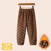 Pantalones de casa para niños Invierno Forro polar Pantalones de pijama para niños Pequeños Pantalones cálidos Niñas Bebé Franela Engrosados Pantalones largos