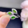 Anillo de Diopsita Natural Plata S925 Chapado en Oro Rosa Tamaño de Piedra Principal 3*6mm Venta Caliente