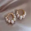 Pendientes de Perlas de Doble Fila de Personalidad Exagerada Europeos y Americanos, Estilo Fresco, Diseño Simple y de Alta Gama, Joyería para Orejas Atmosférica al por Mayor
