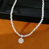 Colar de pérola quadrada com contas de bola de diamante, corrente de clavícula de luxo leve, nicho, alta qualidade, joias de moda requintadas e estilosas para atacado