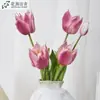 2 flores, 1 botão, flores de tulipa artificiais com toque macio, buquê de noiva para casamento, flores de tulipa artificiais para vendas transfronteiriças