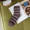 Calcetines para Hombre en Otoño e Invierno Calcetines de Terciopelo Coral Engrosados de Media Pantorrilla Calcetines de Dormir Peludos a Rayas para Alfombra de Piso en Casa