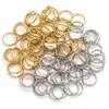 Accesorios para Joyería DIY Mini Llavero Anillo de Doble Capa Anillo Doble Accesorios para Joyería Acero Inoxidable Chapado en Oro al Vacío Conservación del Color