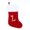 Calcetines de Punto Rojos de Navidad con 26 Letras Transfronterizos Adornos Navideños de Alta Gama Bolsas de Dulces Bordadas Suministros de Decoración