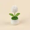Tulipa de Crochê em Vaso Produto Acabado Feito à Mão Tricotada Simulação Pequena Flor Decoração de Mesa de Escritório Ornamento Atacado