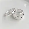 Anillos de Letra Minimalistas Estilo Ins Vintage para Mujer, Diseño de Nicho de Lujo Ligero con un Toque de Alta Gama, Anillo Abierto para Dedo Índice