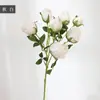 Flor artificial de rosa retro de 7 cabezas, rosa de múltiples cabezas con borde quemado, flor artificial, flor seca, decoración de mesa de sala de estar, accesorios de fotografía