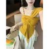 Camisola Feminina com Laço de Fita Torcido, Design Suave e Elegante Estilo Francês, Novo Top de Alta Qualidade Verão 2025