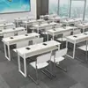 Conjunto de Mesa e Cadeiras para Treinamento Institucional, Simples e Minimalista, Mesas e Cadeiras Duplas para Estudantes, Mesa Longa para Conferência