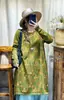 Falda Nuevo Estilo 2025: Vestido de punto de algodón floral de moda de línea A con mangas largas de este año