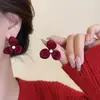 Pendientes de flor de terciopelo con pasador de plata s925 para mujer, estilo francés, alta calidad, lujo ligero, elegantes, para otoño e invierno, pendientes nobles, joyería para orejas