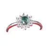 Anillo de Flor de Ágata Redonda de Plata de Ley S925 con Circonitas Microincrustadas Anillo de Moda Retro de Lujo Accesible Exquisito Elegante