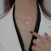 Collar de doble corazón de melocotón de aleación de metal, estilo japonés y coreano, estilo frío, con lazo entrelazado, compacto, cadena de clavícula de amor.