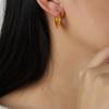 Moda viajante personalidade simples nicho joias geométricas design quadrado brilhante aço titânio banhado a ouro em forma de U brincos combinando