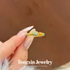 Anillo estilo transmisión en vivo de estilo antiguo con baño de oro y cuentas imitación turquesa, nuevo anillo versátil exquisito estilo chino, regalo para novia